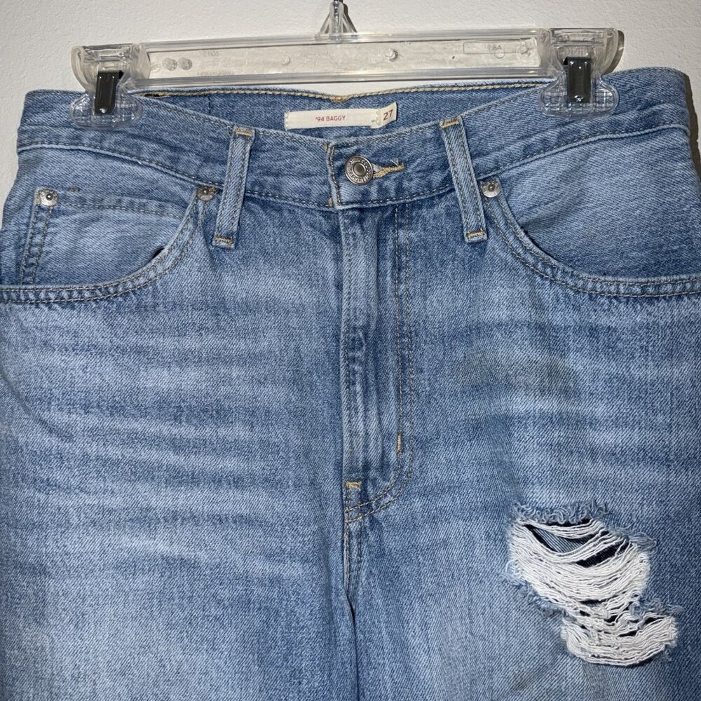 Levis Jeans Women's '94 Baggy Distressed High Waist‎ Wide Leg Ripped Size 27 - Picture 2 of 10